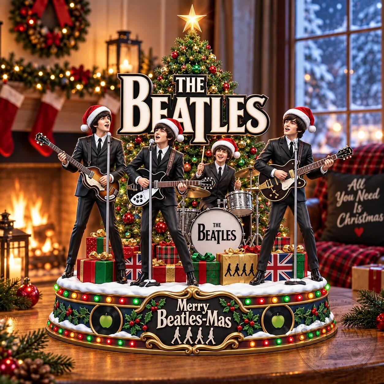 The Beatles Christmas Tree Musical Light-Up Holiday Decor Figurine