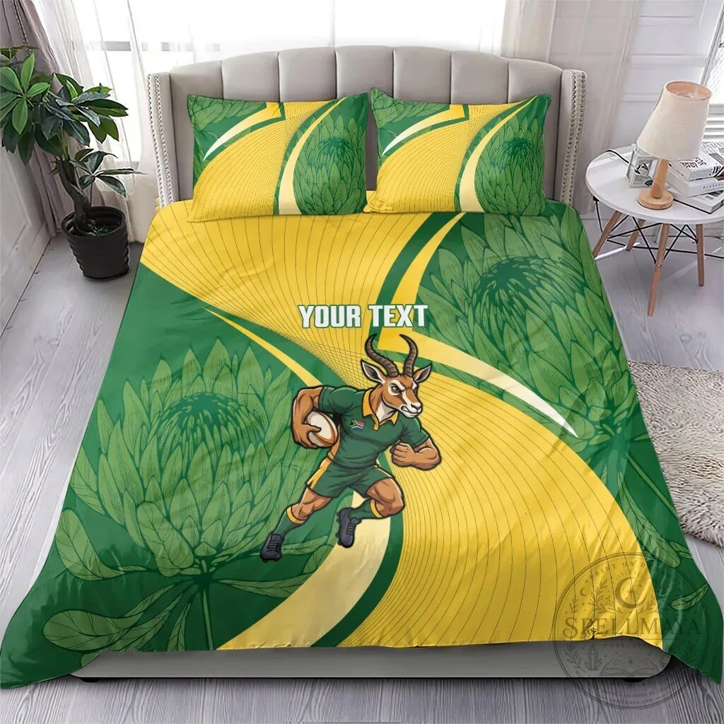South Africa Rugby Springboks Mascot Custom Text Bedding Set 12 South Africa Rugby Springboks Mascot Custom Text Bedding Set