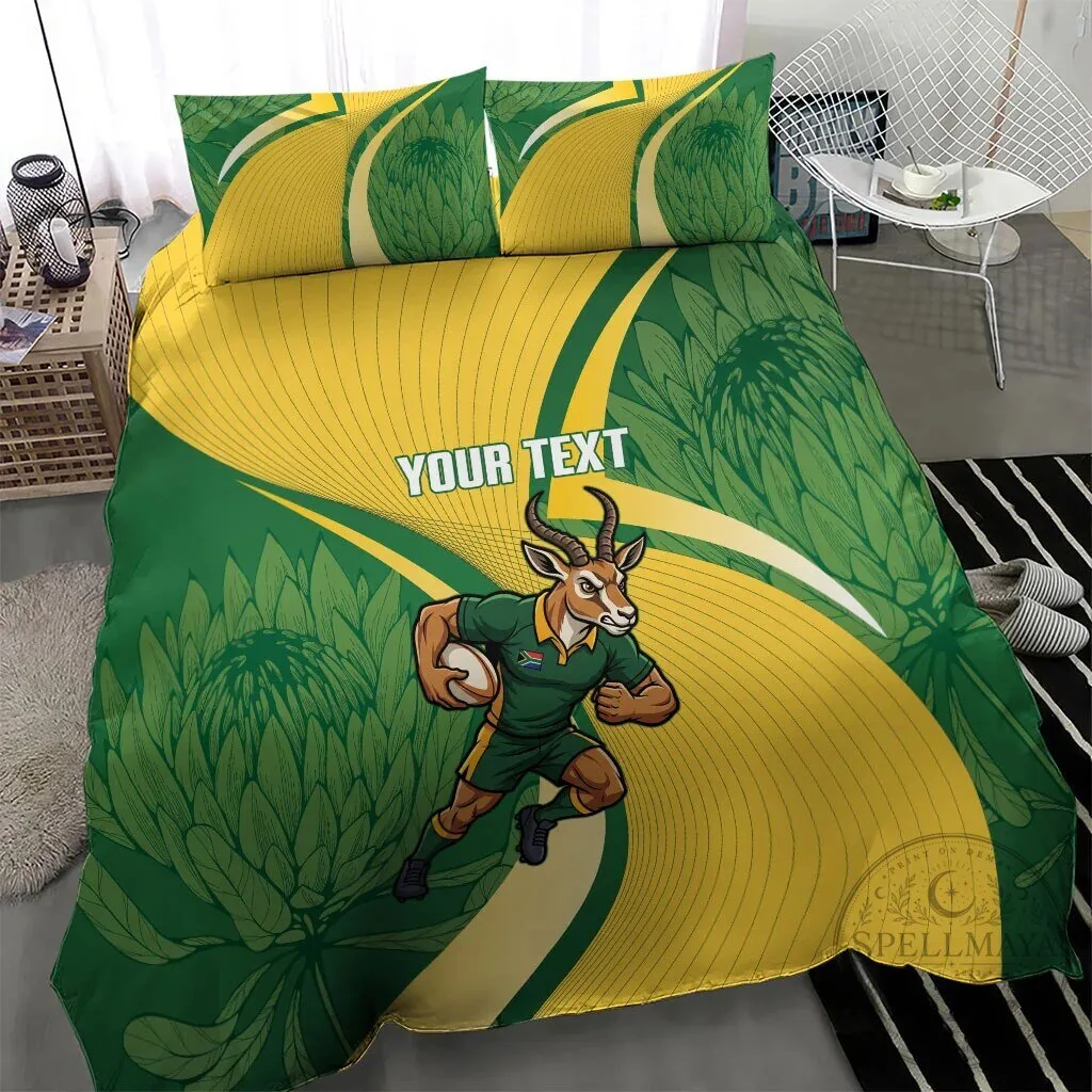 South Africa Rugby Springboks Mascot Custom Text Bedding Set 13 South Africa Rugby Springboks Mascot Custom Text Bedding Set