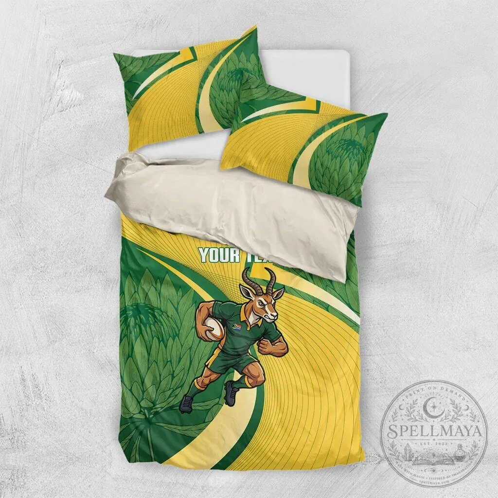 South Africa Rugby Springboks Mascot Custom Text Bedding Set 15 South Africa Rugby Springboks Mascot Custom Text Bedding Set