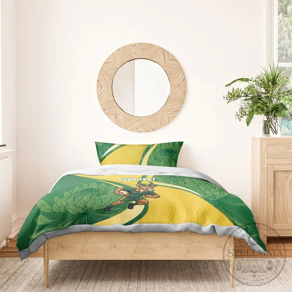 South Africa Rugby Springboks Mascot Custom Text Bedding Set 17 South Africa Rugby Springboks Mascot Custom Text Bedding Set