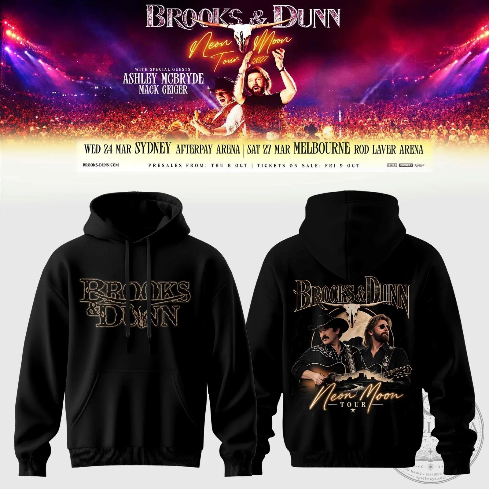 Brooks & Dunn Neon Moon Tour 2027 Concert Black Hoodie
