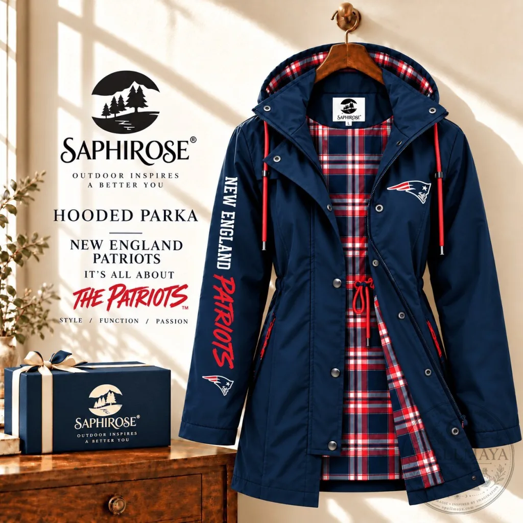New England Patriots Hooded Parka Waterproof Windbreaker Jacket New England Patriots Hooded Parka Waterproof Windbreaker Jacket
