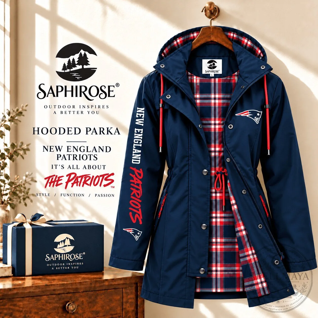 New England Patriots Hooded Parka Waterproof Windbreaker Jacket 2 New England Patriots Hooded Parka Waterproof Windbreaker Jacket