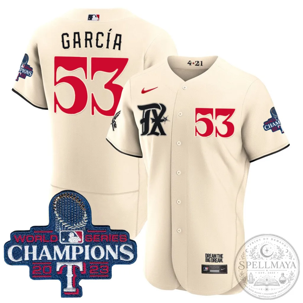 Adolis Garcia Texas Rangers 2023 World Series Champions Baseball Jersey