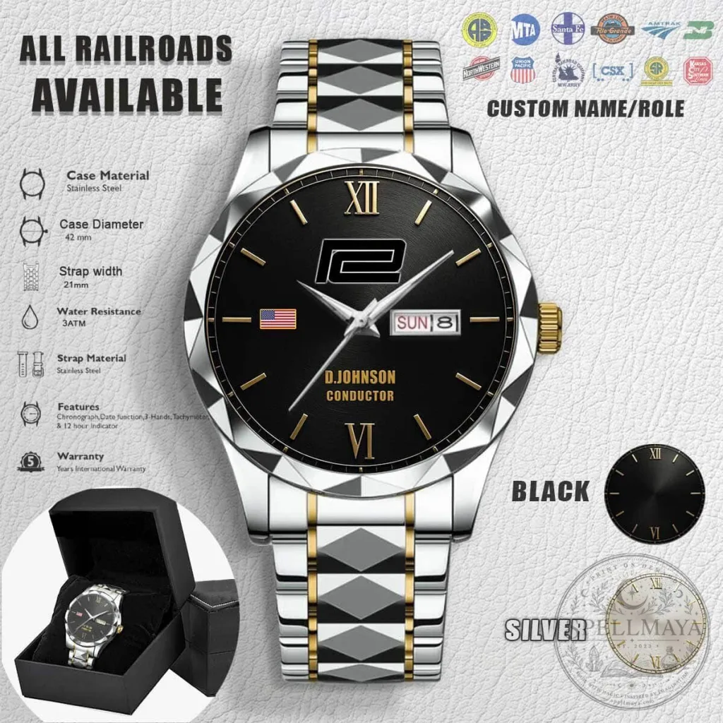 Penn Central Railroad Custom Stainless Steel Watch Penn Central Railroad Custom Stainless Steel Watch