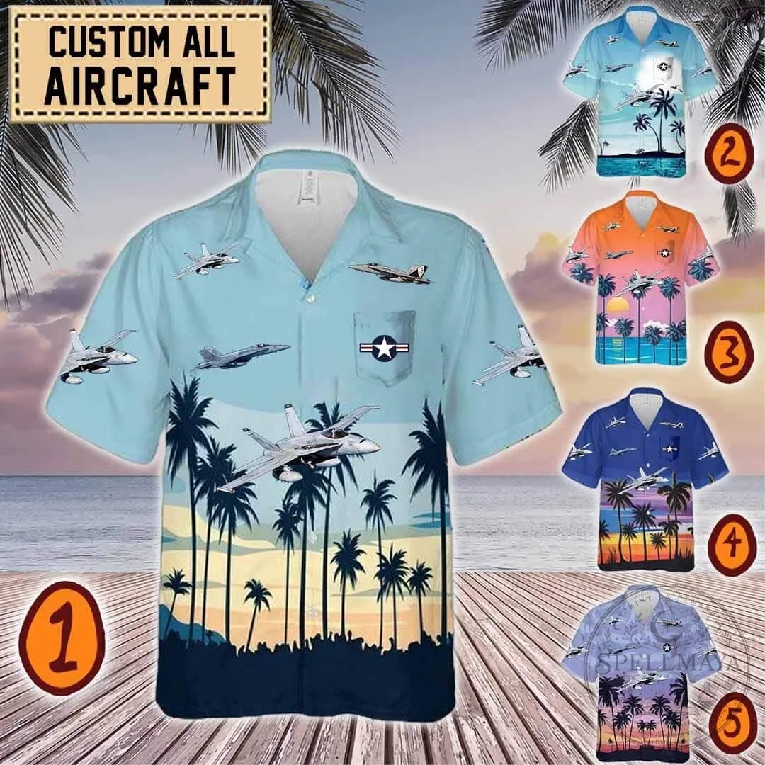 FA-18 Hornet Fighter Jet Aircraft Hawaiian Shirt