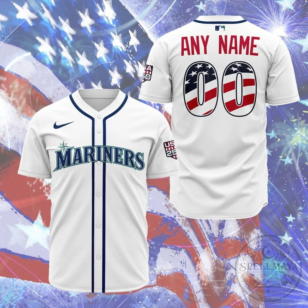 Seattle Mariners Personalized Stars and Stripes Fourth Of July Baseball Jersey 1 Seattle Mariners Personalized Stars and Stripes Fourth Of July Baseball Jersey