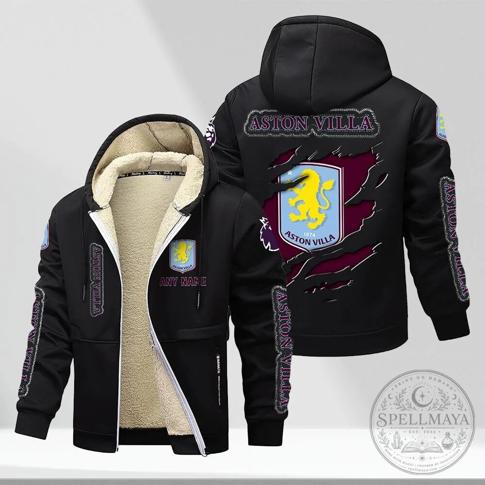 Aston Villa Football Club Personalized Name Sherpa Lined Hoodie Jacket 1 Aston Villa Football Club Personalized Name Sherpa Lined Hoodie Jacket