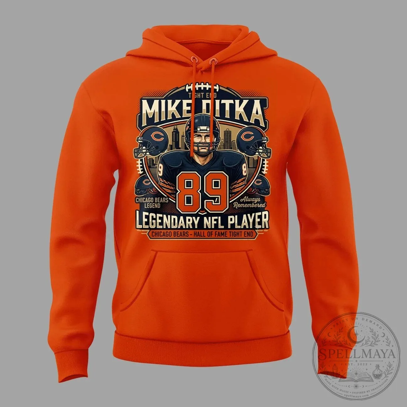 Mike Ditka Chicago Bears Legendary NFL Player Orange Hoodie 8 Mike Ditka Chicago Bears Legendary NFL Player Orange Hoodie