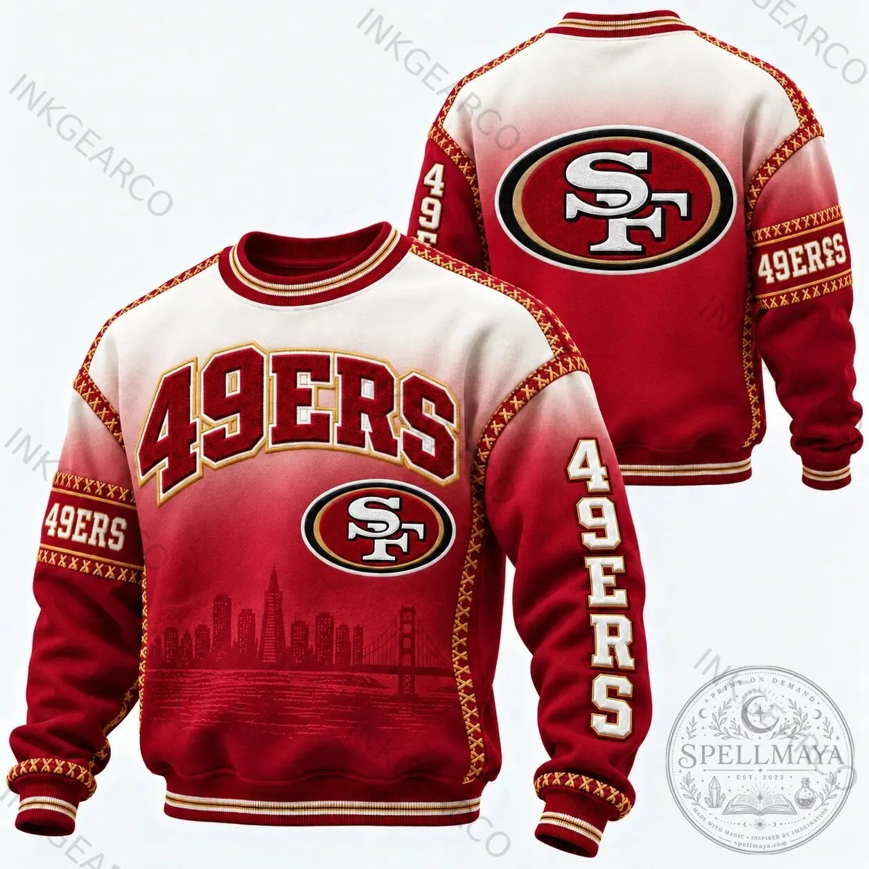 San Francisco 49ers Football Team Red Skyline Fan Sweatshirt 1 San Francisco 49ers Football Team Red Skyline Fan Sweatshirt
