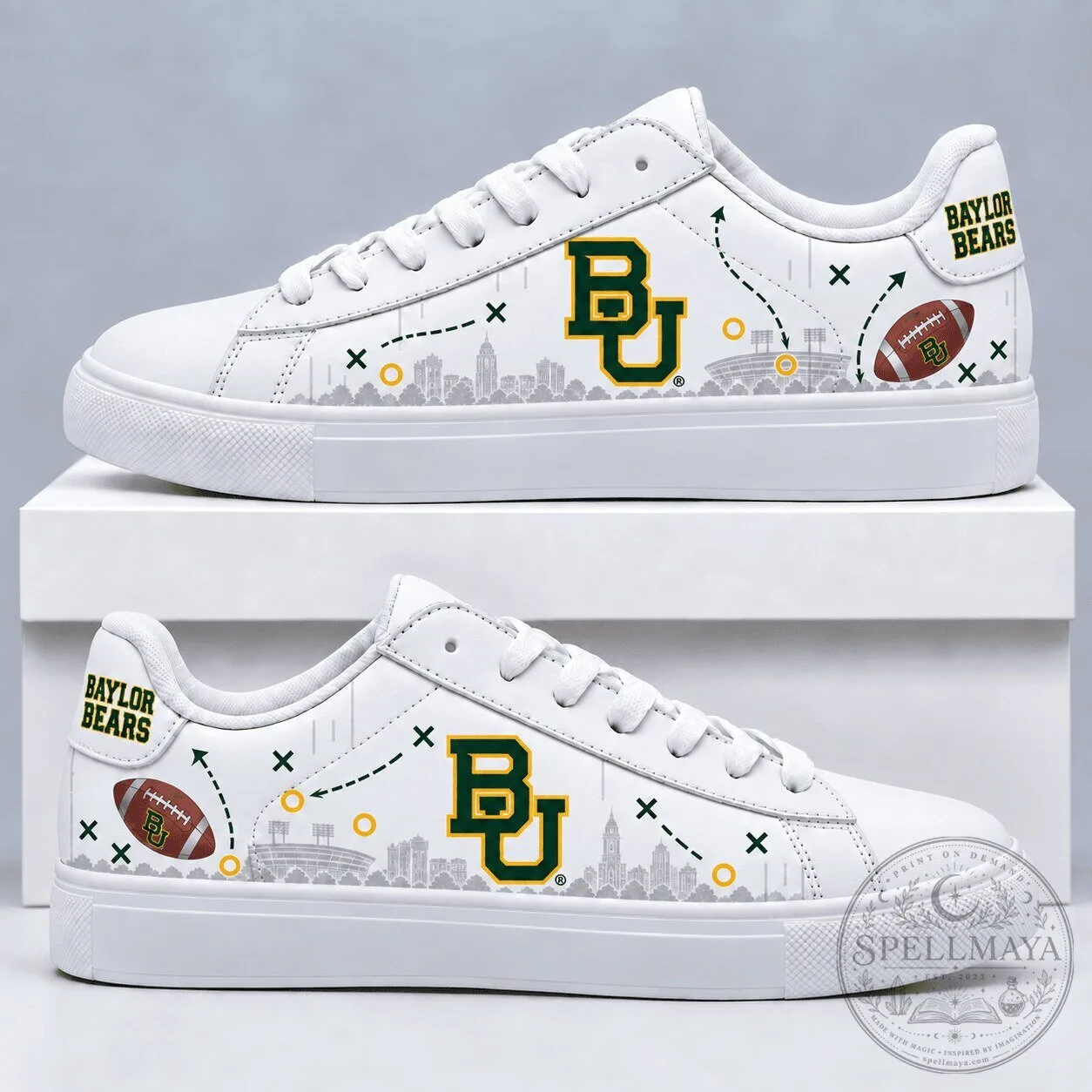 Baylor Bears Football Team White Low Top Sneakers
