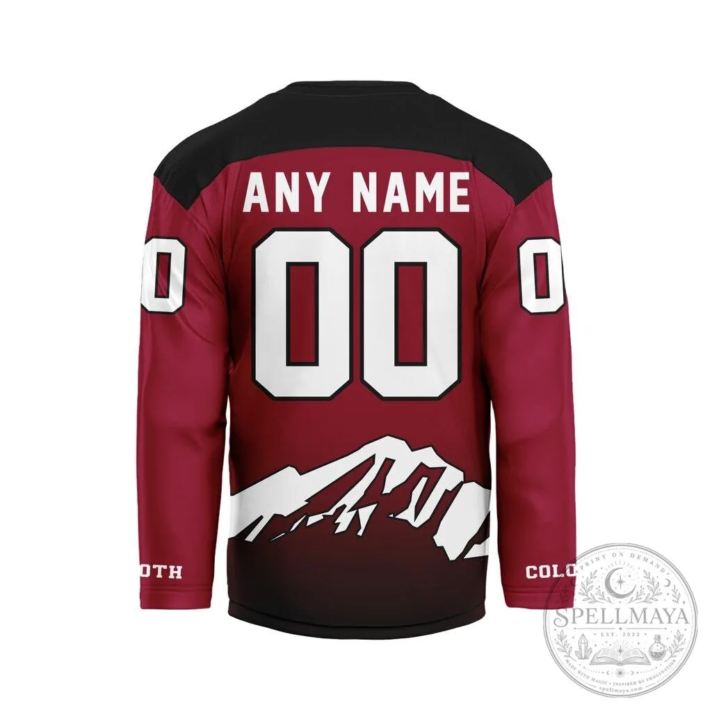 Colorado Mammoth NLL Maroon and Black Hockey Jersey with Mountain Design 7 Colorado Mammoth NLL Maroon and Black Hockey Jersey with Mountain Design