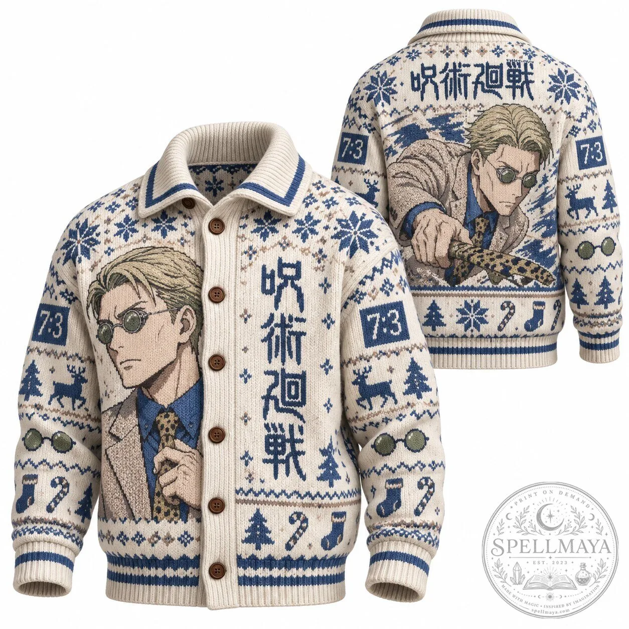 Jujutsu Kaisen Kento Nanami Ugly Christmas Sweater Knitted Cardigan