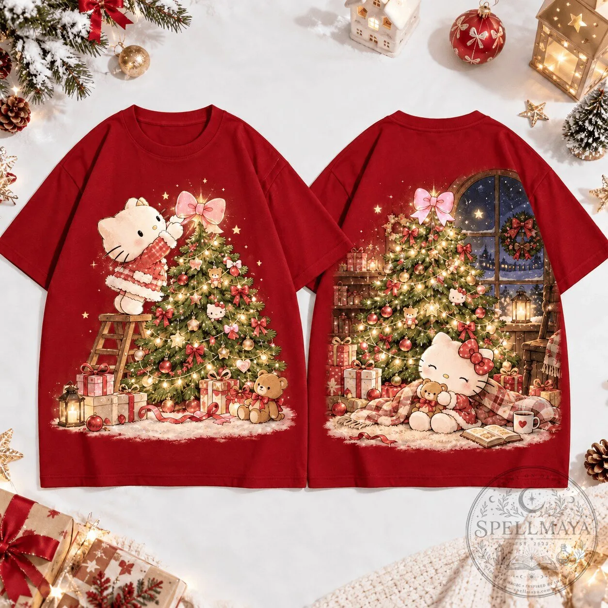 Hello Kitty Magical Christmas Tree Holiday Graphic T-Shirt