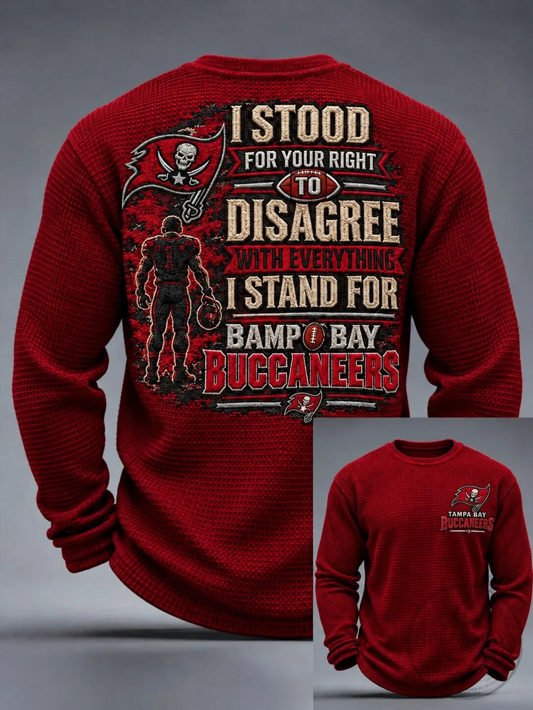 Tampa Bay Buccaneers Football Team Skull Flag Graphic Red Crewneck Sweatshirt 5 Tampa Bay Buccaneers Football Team Skull Flag Graphic Red Crewneck Sweatshirt