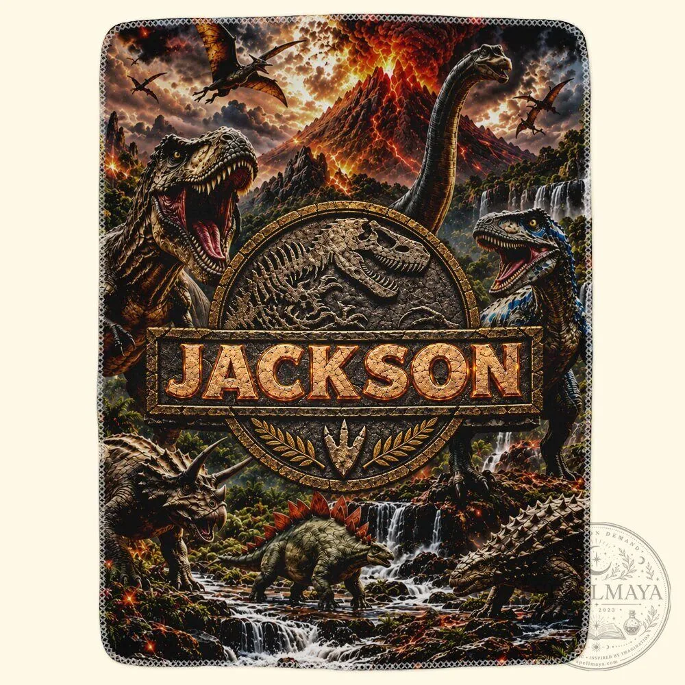 Personalized Jurassic Park Dinosaur Volcano Scene Custom Name Blanket 11 Personalized Jurassic Park Dinosaur Volcano Scene Custom Name Blanket