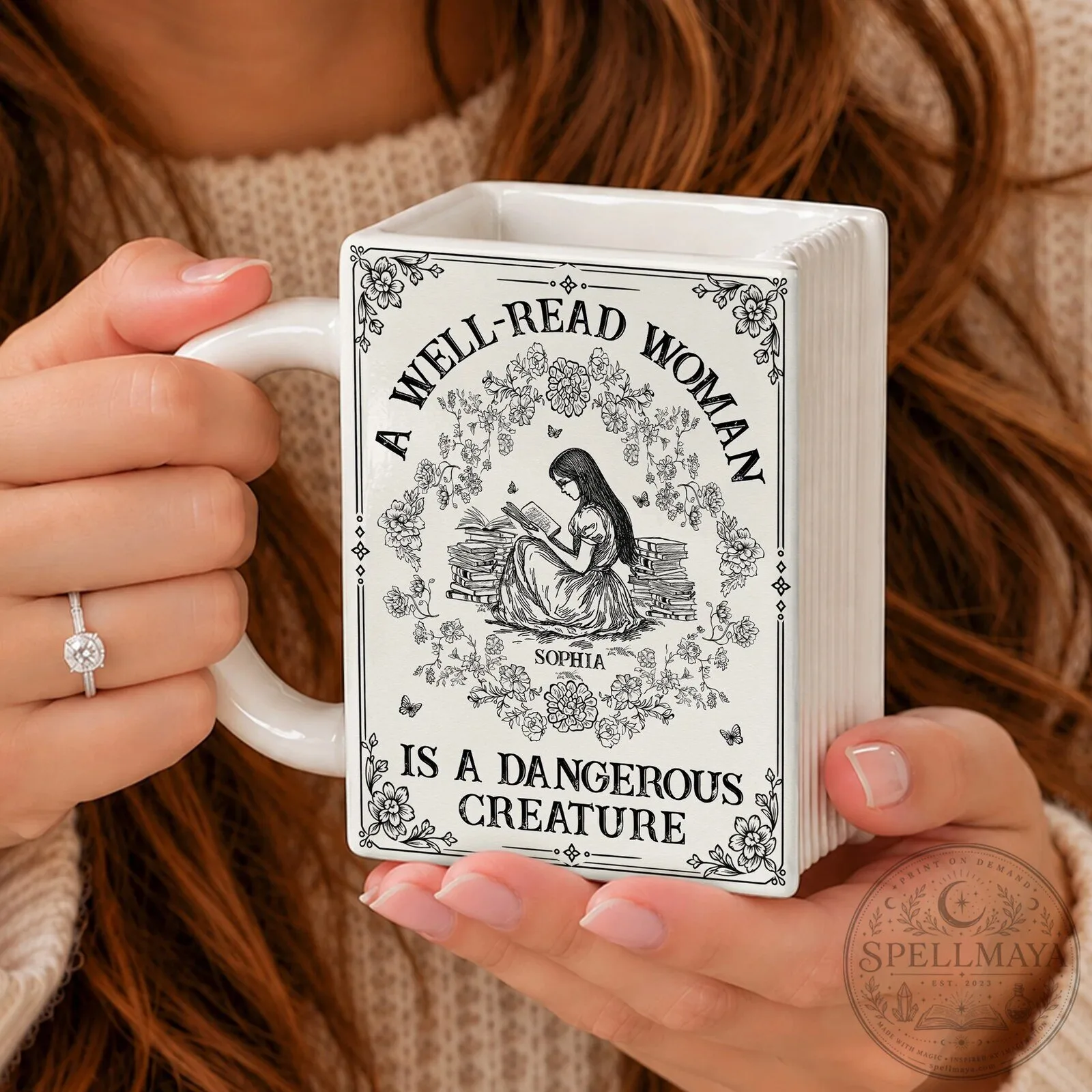 A Well-Read Woman Is A Dangerous Creature Personalized Book Mug 12 A Well-Read Woman Is A Dangerous Creature Personalized Book Mug