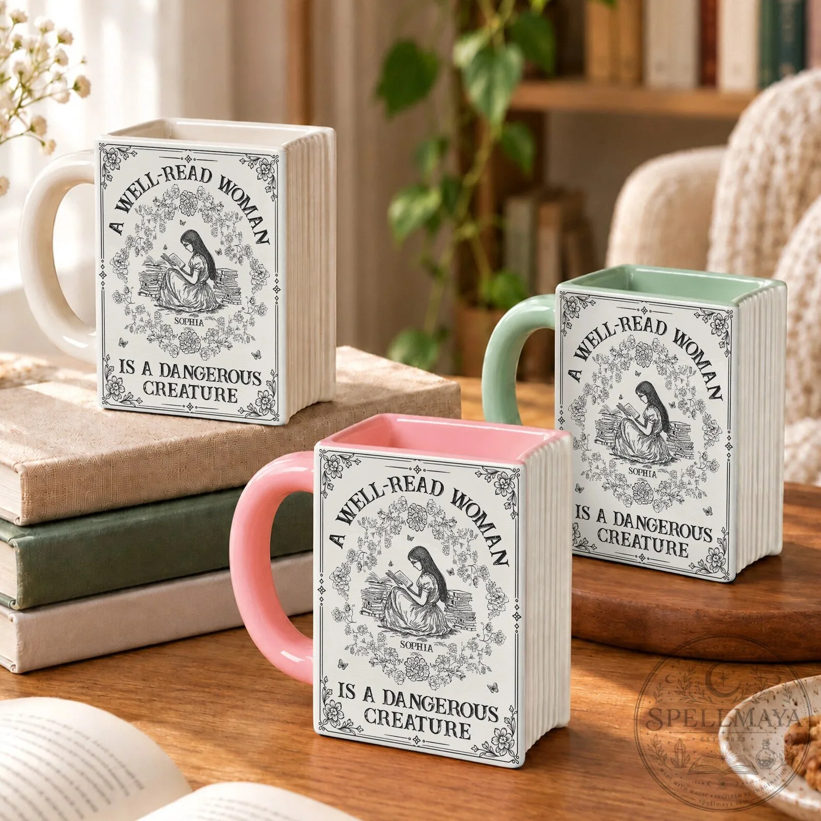 A Well-Read Woman Is A Dangerous Creature Personalized Book Mug 14 A Well-Read Woman Is A Dangerous Creature Personalized Book Mug
