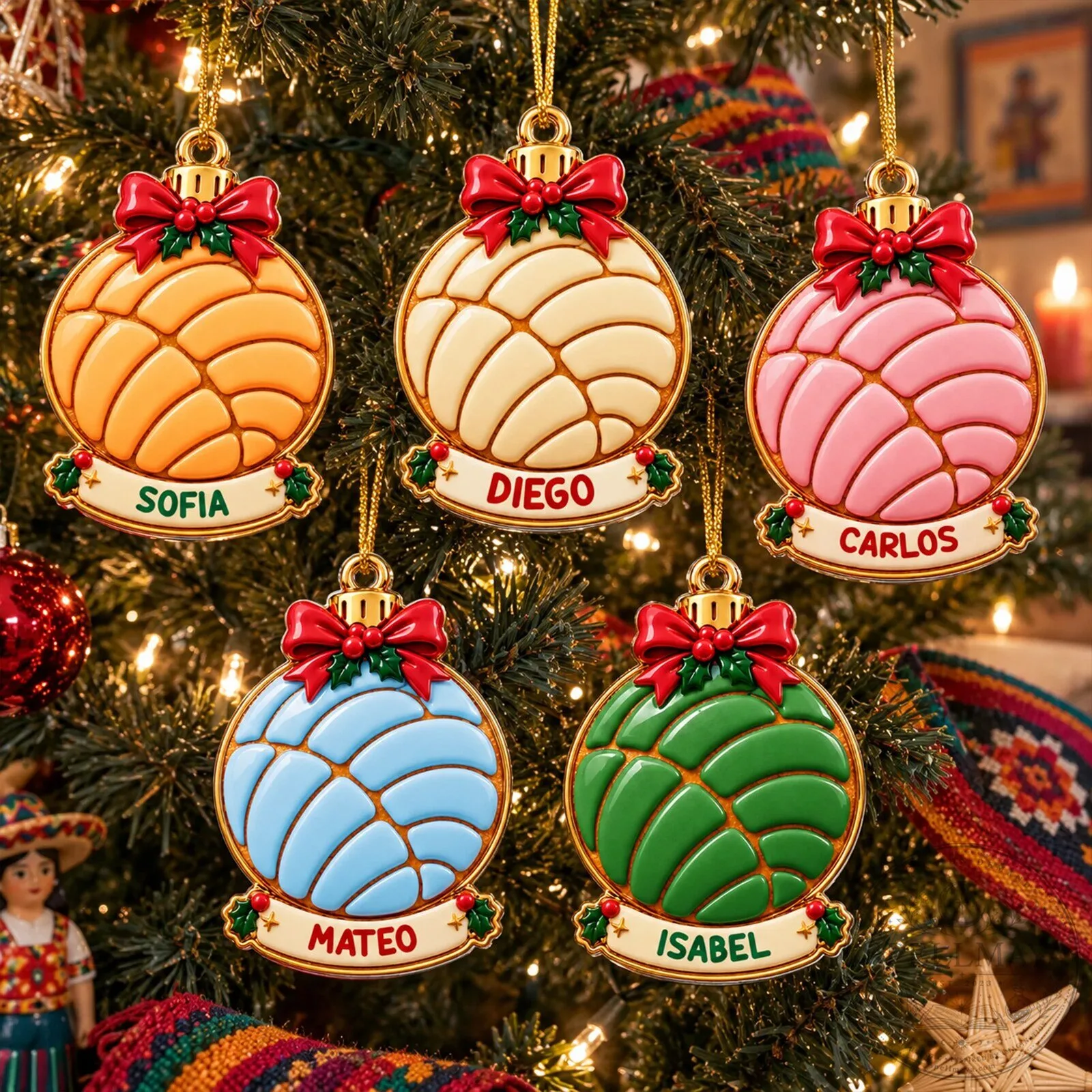 Personalized Concha Pan Dulce Christmas Ornament Custom Name Holiday Decoration 1 Personalized Concha Pan Dulce Christmas Ornament Custom Name Holiday Decoration