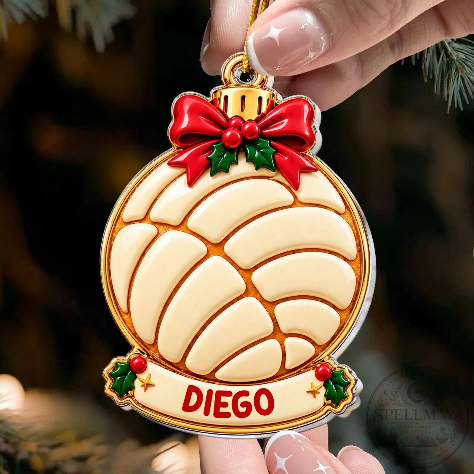 Personalized Concha Pan Dulce Christmas Ornament Custom Name Holiday Decoration 13 Personalized Concha Pan Dulce Christmas Ornament Custom Name Holiday Decoration