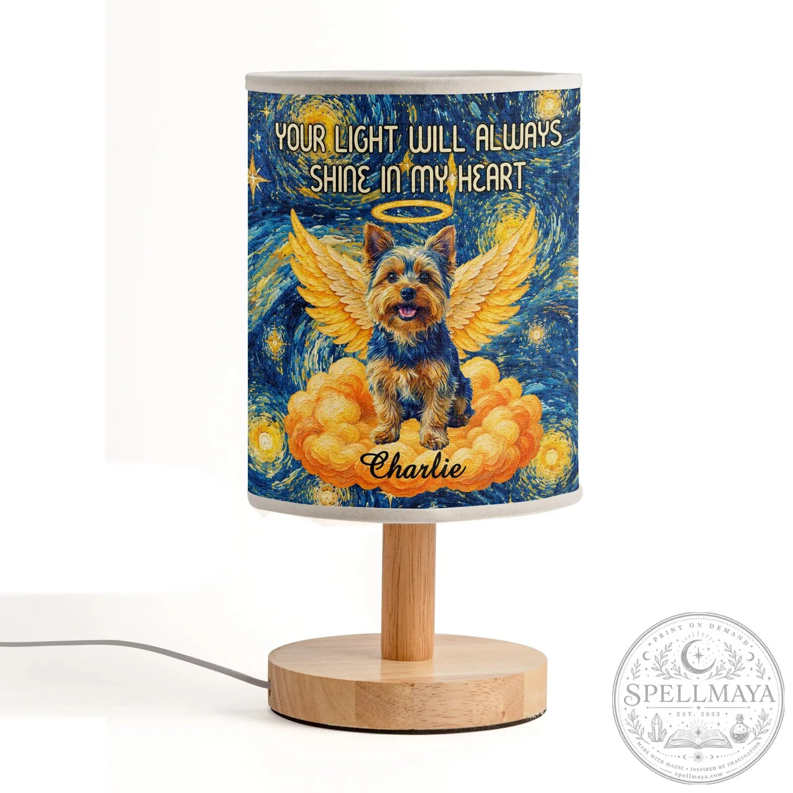 Personalized Pet Memorial Starry Night Dog Angel Table Lamp 8 Personalized Pet Memorial Starry Night Dog Angel Table Lamp