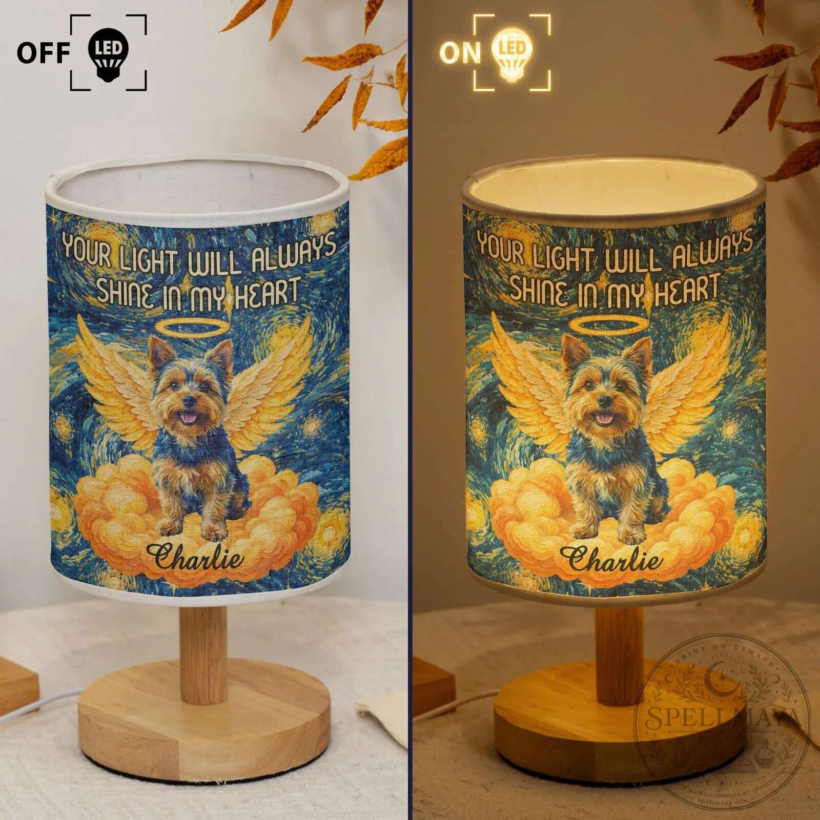 Personalized Pet Memorial Starry Night Dog Angel Table Lamp 11 Personalized Pet Memorial Starry Night Dog Angel Table Lamp
