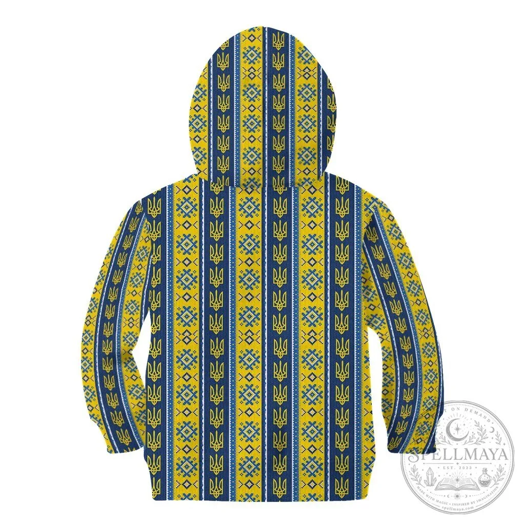 Ukrainian Trident Pattern Christmas Hoodie for Kids and Youth 11 Ukrainian Trident Pattern Christmas Hoodie for Kids and Youth