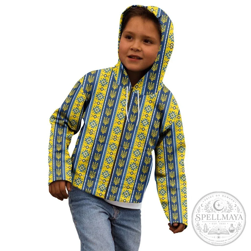 Ukrainian Trident Pattern Christmas Hoodie for Kids and Youth 15 Ukrainian Trident Pattern Christmas Hoodie for Kids and Youth