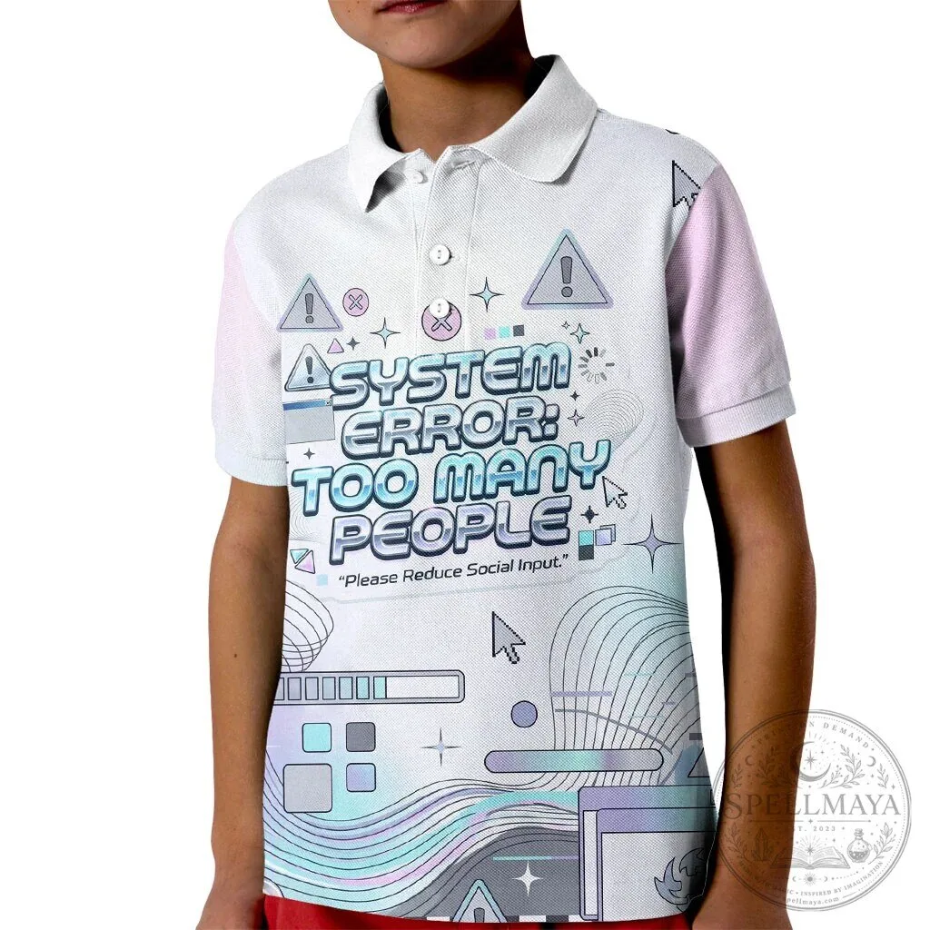 System Error Too Many People Funny Computer Glitch Polo Shirt