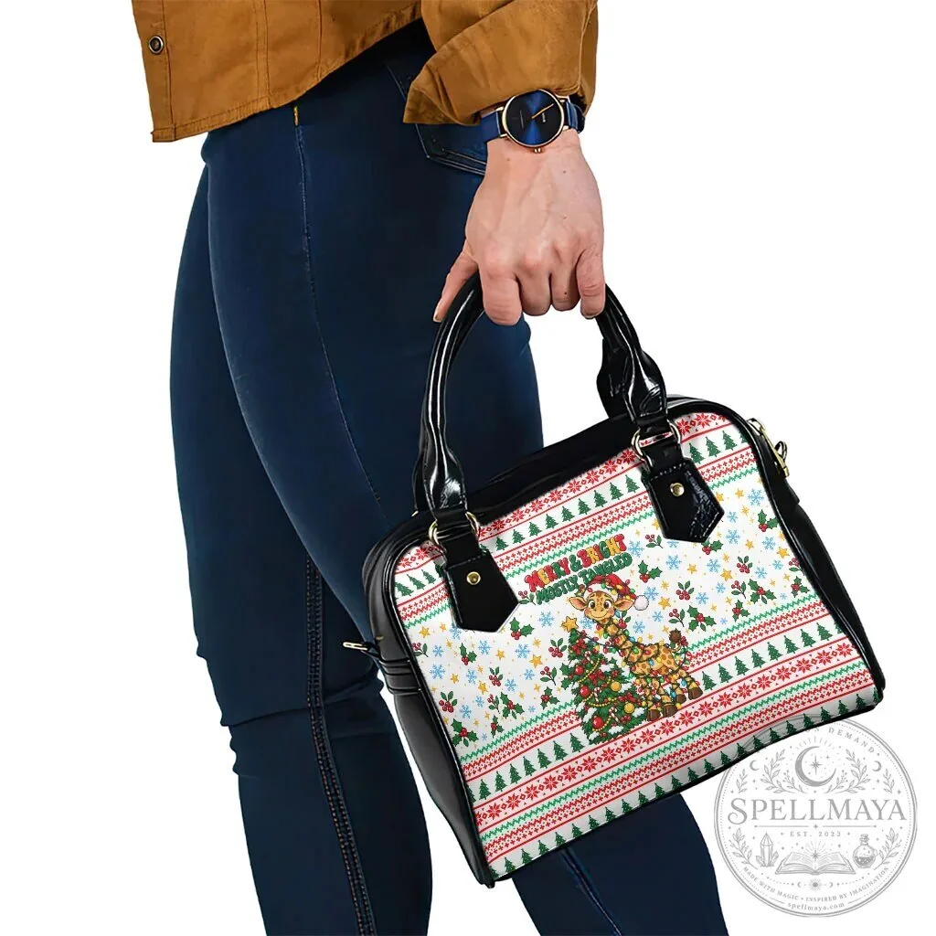 Christmas Giraffe Ugly Sweater Pattern Shoulder Handbag 12 Christmas Giraffe Ugly Sweater Pattern Shoulder Handbag
