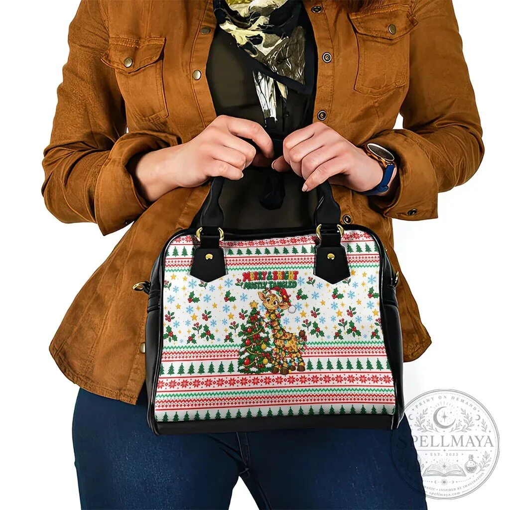 Christmas Giraffe Ugly Sweater Pattern Shoulder Handbag 13 Christmas Giraffe Ugly Sweater Pattern Shoulder Handbag