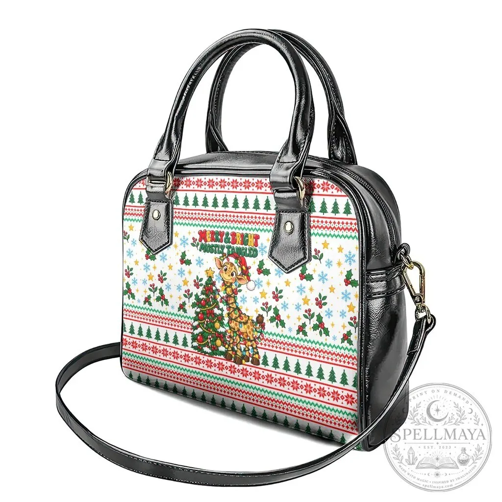 Christmas Giraffe Ugly Sweater Pattern Shoulder Handbag 14 Christmas Giraffe Ugly Sweater Pattern Shoulder Handbag