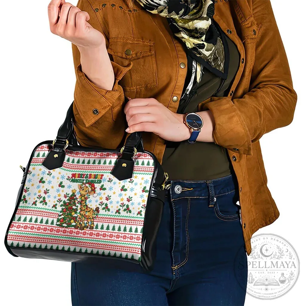 Christmas Giraffe Ugly Sweater Pattern Shoulder Handbag 17 Christmas Giraffe Ugly Sweater Pattern Shoulder Handbag