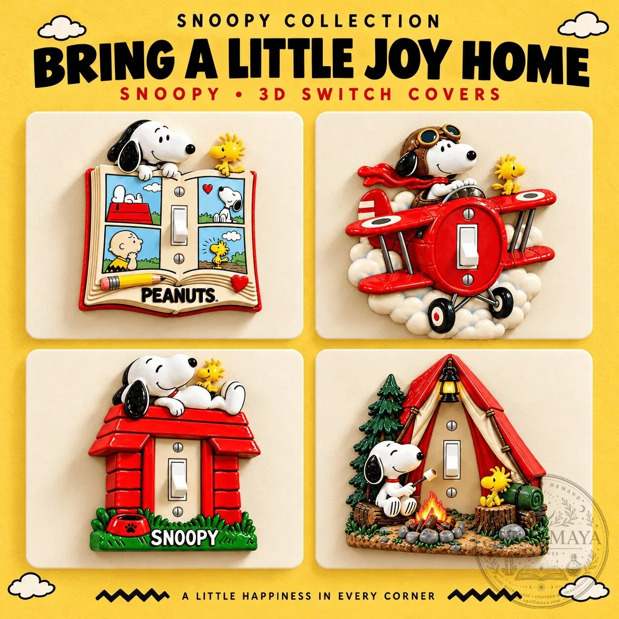 Snoopy Peanuts Gang Decorative Light Switch Cover Plate Set