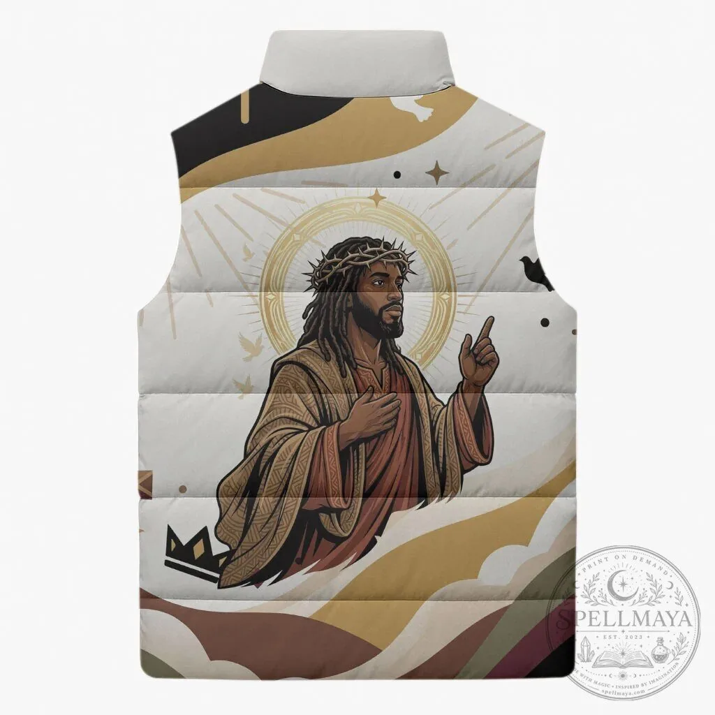 King Jesus African Black Christ Religious Christian Faith Holy Cross Dove Puffer Jacket 11 King Jesus African Black Christ Religious Christian Faith Holy Cross Dove Puffer Jacket