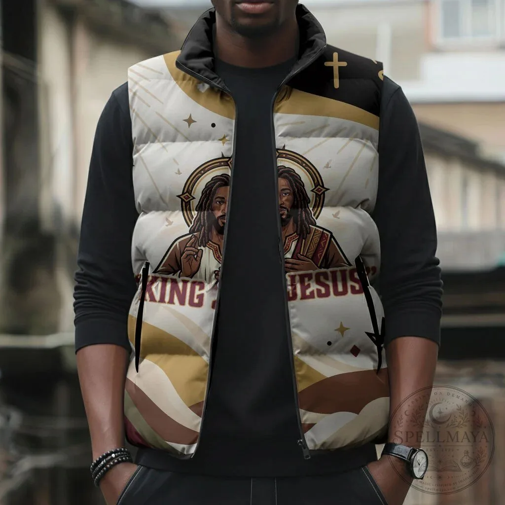 King Jesus African Black Christ Religious Christian Faith Holy Cross Dove Puffer Jacket 13 King Jesus African Black Christ Religious Christian Faith Holy Cross Dove Puffer Jacket