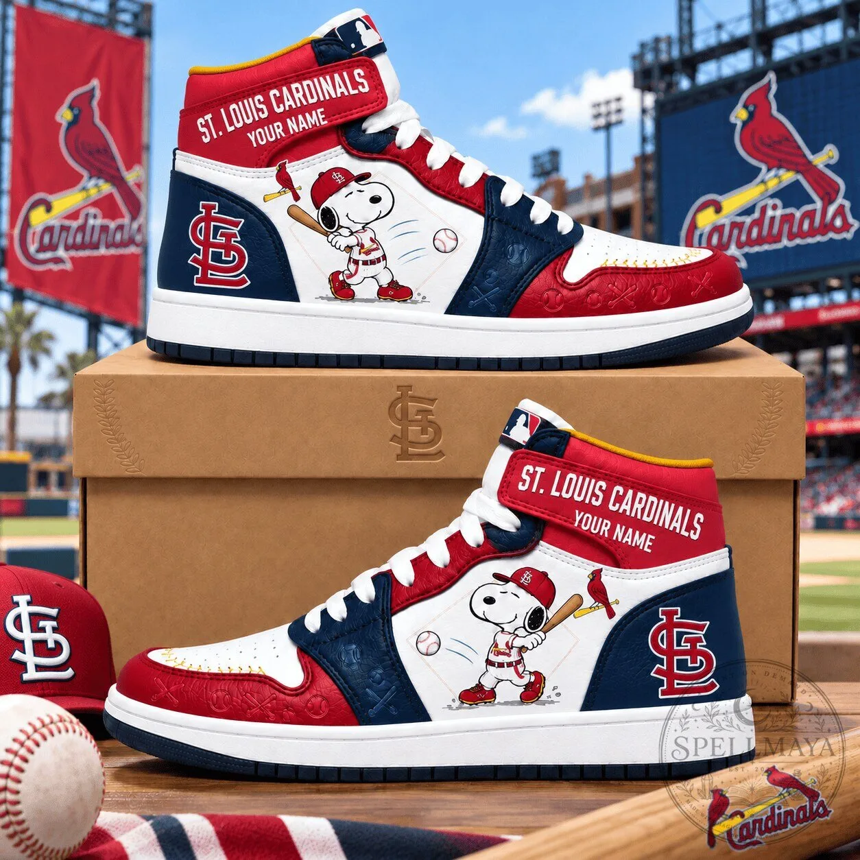 St. Louis Cardinals Snoopy Baseball Fan High Top Sneakers