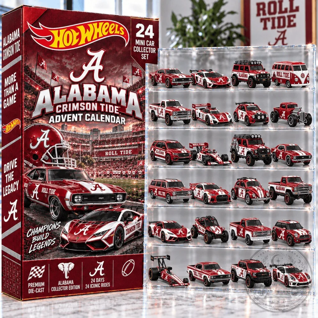 Hot Wheels Alabama Crimson Tide 24-Day Mini Car Collector Set Advent Calendar Hot Wheels Alabama Crimson Tide 24-Day Mini Car Collector Set Advent Calendar 2D