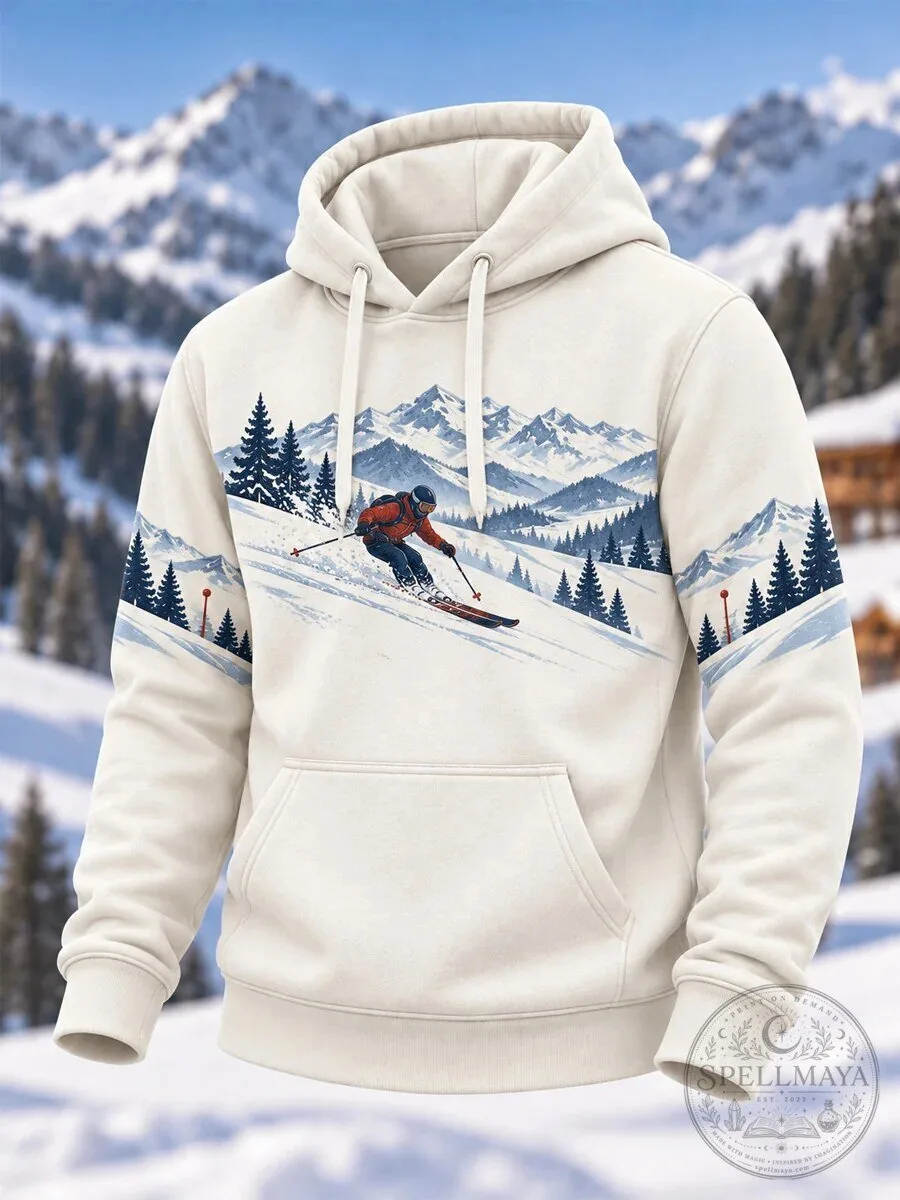 Ski Season Mountain Landscape Skier Winter Sports Graphic Hoodie 5 Ski Season Mountain Landscape Skier Winter Sports Graphic Hoodie