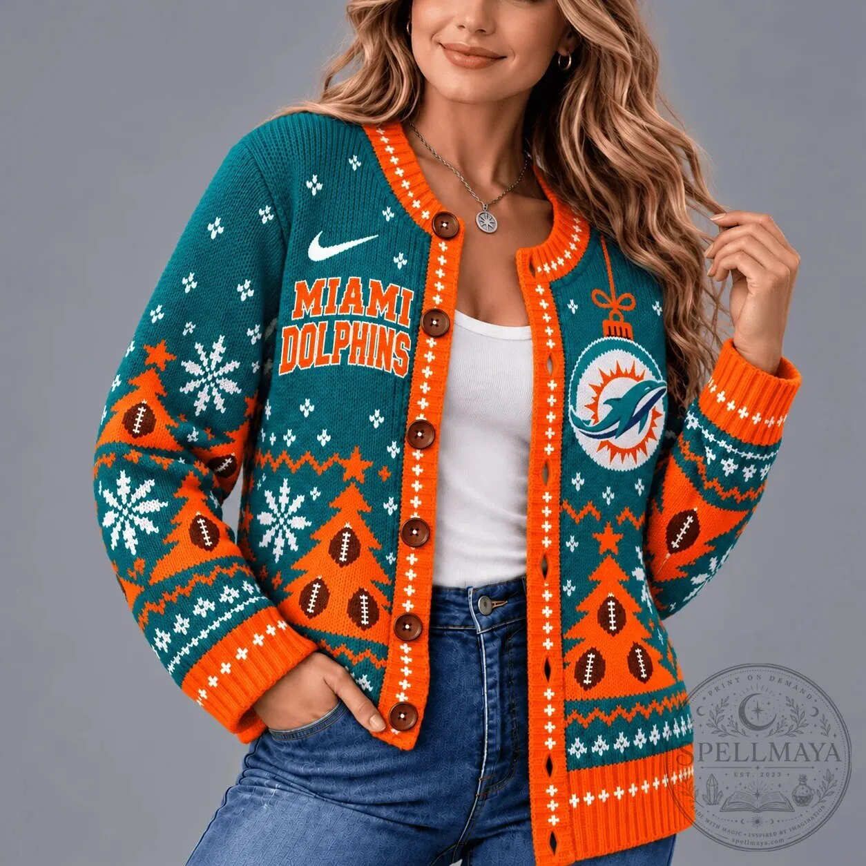 Miami Dolphins Christmas Holiday Ugly Sweater Cardigan for Women 8 Miami Dolphins Christmas Holiday Ugly Sweater Cardigan for Women