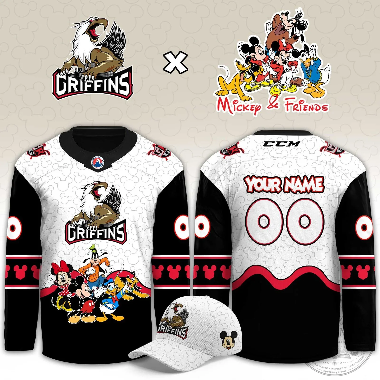 Grand Rapids Griffins and Mickey Mouse Friends Custom Hockey Jersey