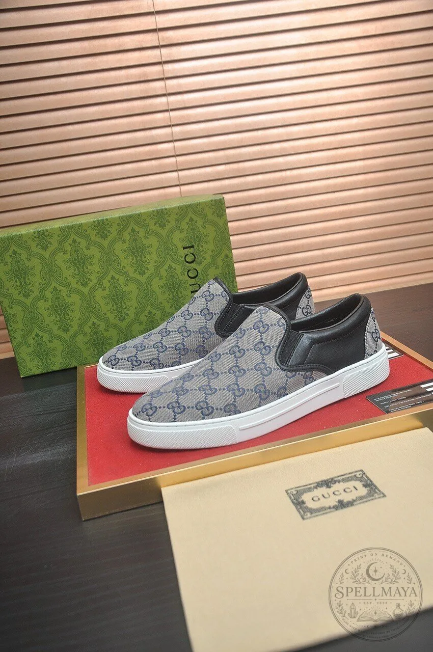 Gucci Monogram Slip-On Sneakers for Men and Women, Casual Designer Shoes
