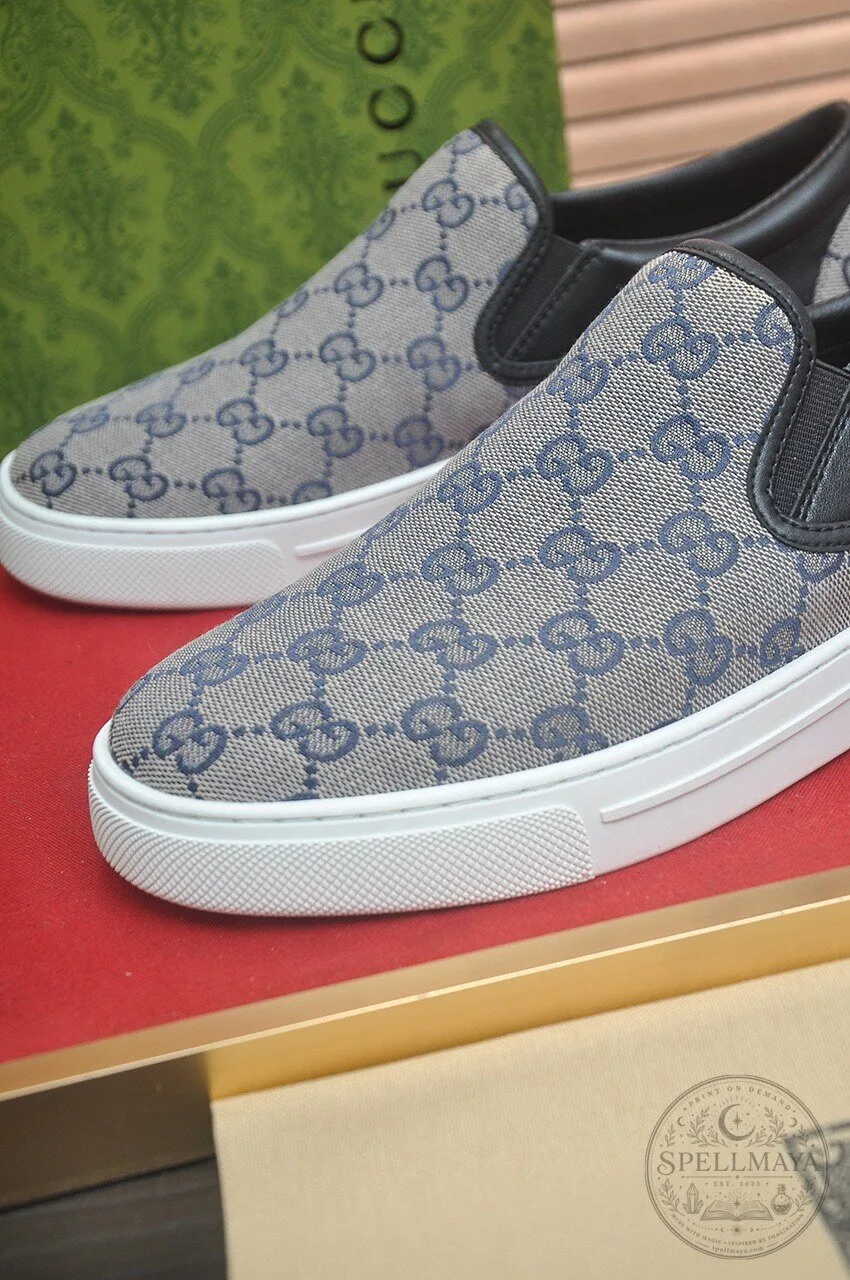 Gucci Monogram Slip-On Sneakers for Men and Women, Casual Designer Shoes 12 Gucci Monogram Slip-On Sneakers for Men and Women, Casual Designer Shoes
