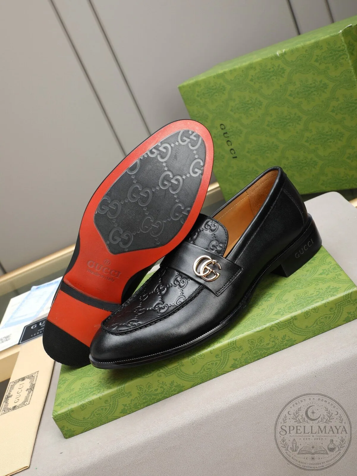 Gucci Black Leather Embossed GG Logo Horsebit Loafer Shoes for Men 10 Gucci Black Leather Embossed GG Logo Horsebit Loafer Shoes for Men