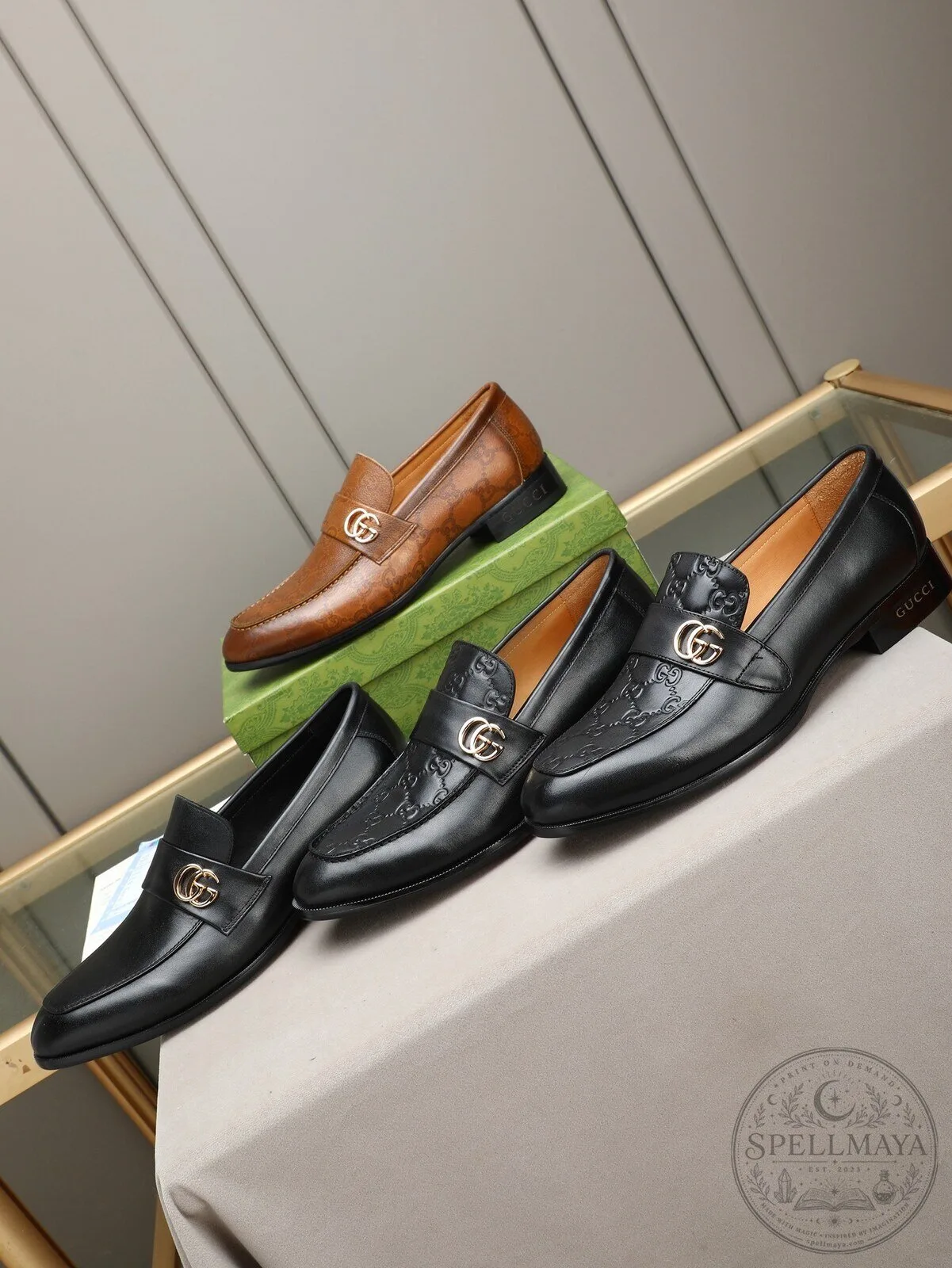 Gucci Black Leather Embossed GG Logo Horsebit Loafer Shoes for Men 11 Gucci Black Leather Embossed GG Logo Horsebit Loafer Shoes for Men