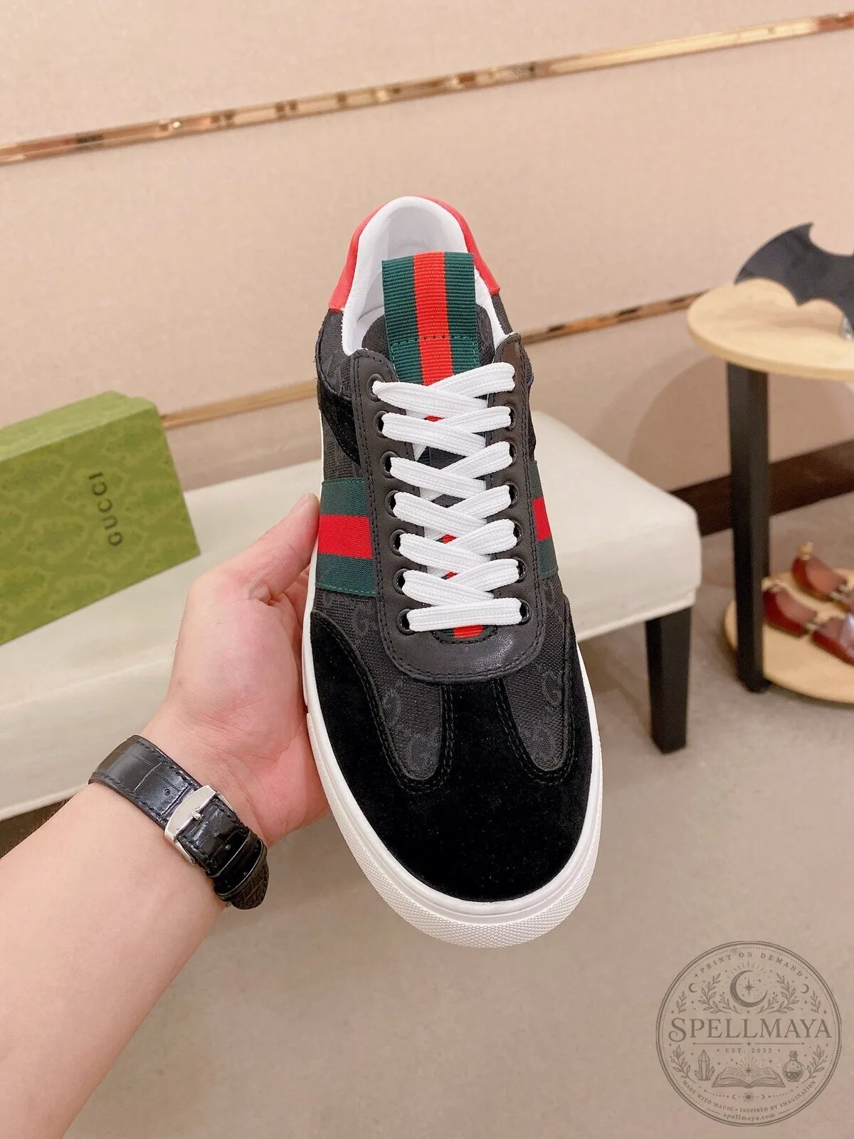 Gucci Black Monogram Stripe Fashion Sneaker Shoes for Men and Women 10 Gucci Black Monogram Stripe Fashion Sneaker Shoes for Men and Women