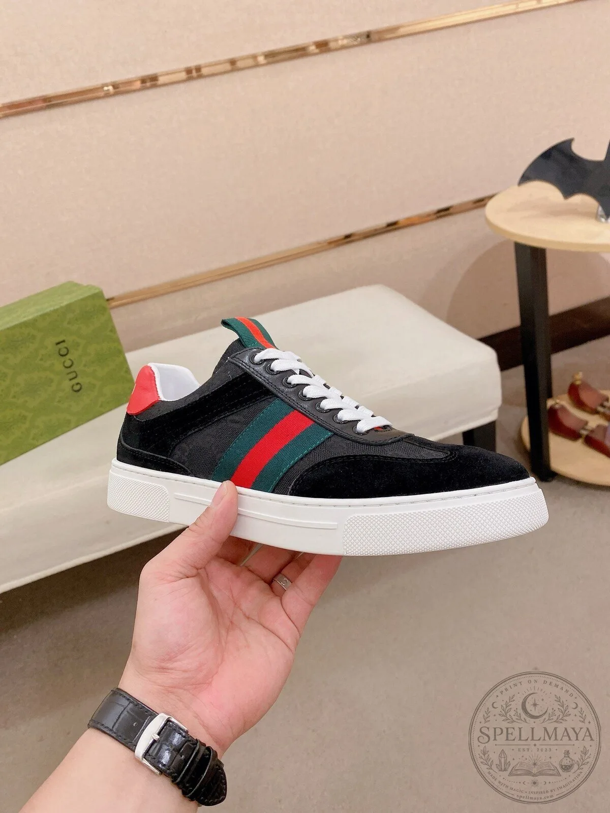 Gucci Black Monogram Stripe Fashion Sneaker Shoes for Men and Women 11 Gucci Black Monogram Stripe Fashion Sneaker Shoes for Men and Women