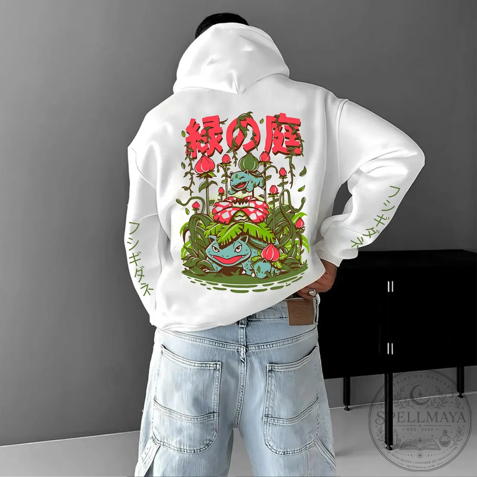 Pokemon Bulbasaur Ivysaur Venusaur Japanese Anime Graphic White Hoodie