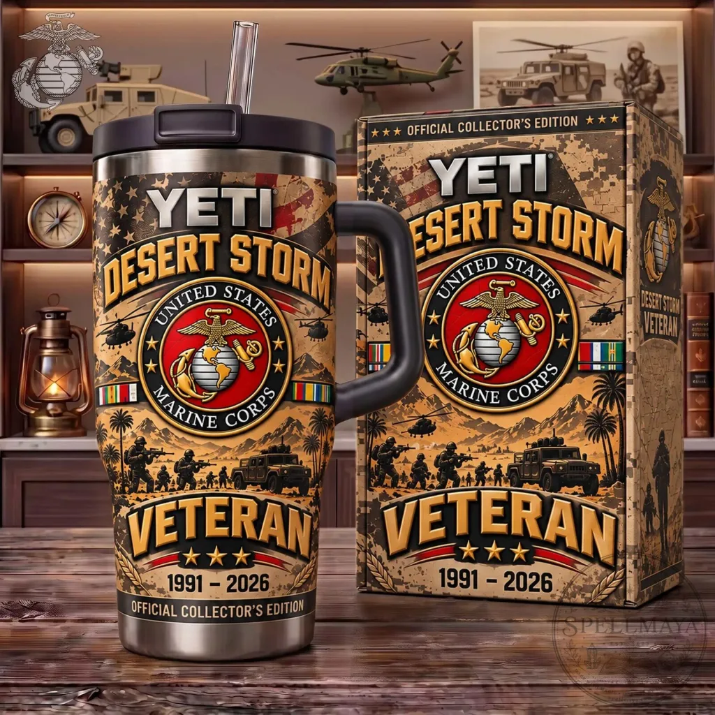 1991-2026 Desert Storm Veteran Stainless Steel Tumbler for United States Marine Corps 1991-2026 Desert Storm Veteran Stainless Steel Tumbler for United States Marine Corps